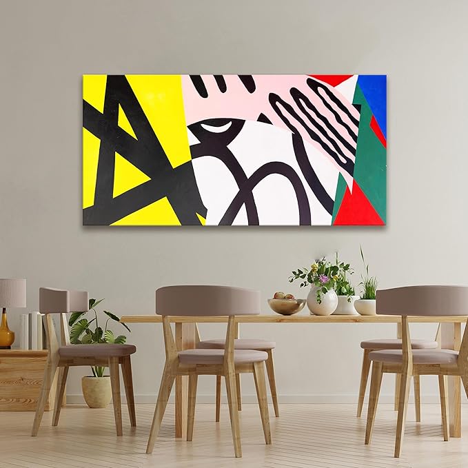 Tsomzxng Canvas Art Wall Decor Colorful Abstract Wall Art For Living Room Modern Canvas Prints Pictures Black And White Wall Art For Bedroom Hotel Home Wall Decor 24x48 Inch