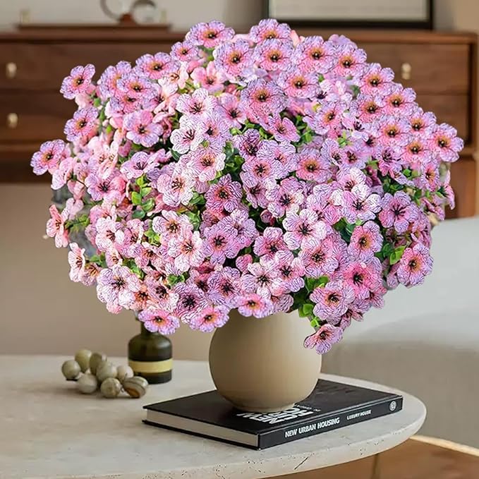 Artificial Flowers UV Resistant Outdoor,12 Bundles Faux Plants for Fall Autumn Thanksgiving Christmas Patio Porch Decor, No Fade Fake Window Box Greenery for Home Wedding Walkway Decoration