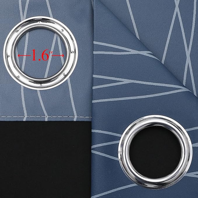 Estelar Textiler Navy Blue and Greyish White Blackout Curtains 45 Inch Length, Light Blocking Gradient Drapes for Kitchen, Thermal Insulated Grommet Ombre Curtains for Bathroom,42Wx45L,2 Panels