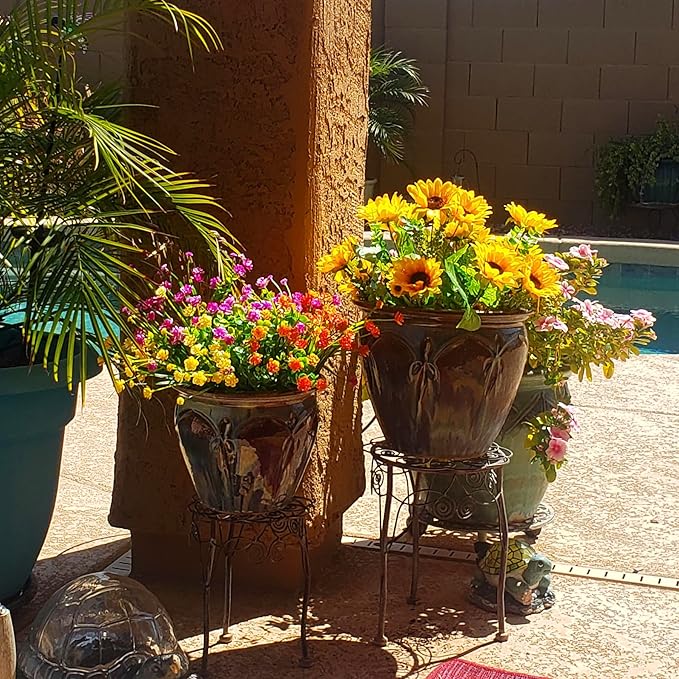 4 Bunches Artificial Flowers Sunflower Bouquets with Stems Silk Sunflowers Fake Yellow Flowers for Wedding Decor, DIY Garden Craft Art Decor, Party Decor, Home Decoration, Bride Holding Flowers