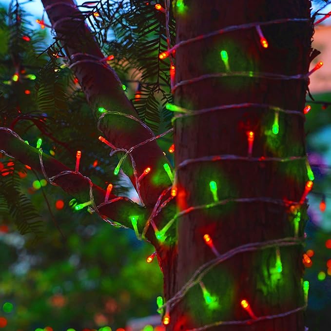 LJLNION 300 LED Christmas Lights, Extra Long 98.5FT Xmas String Lights Outdoor Indoor, 8 Lighting Modes, Plug in Waterproof Fairy Lights for Wedding Party Bedroom Decorations (Red & Green)
