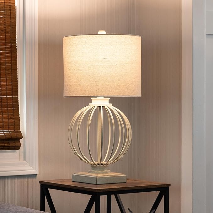 Lavish Home Set of 2 Table Lamps - Modern Lamps with USB Charging Ports and LED Bulbs - for Living Room, Office, or Bedroom Decor (Sand)