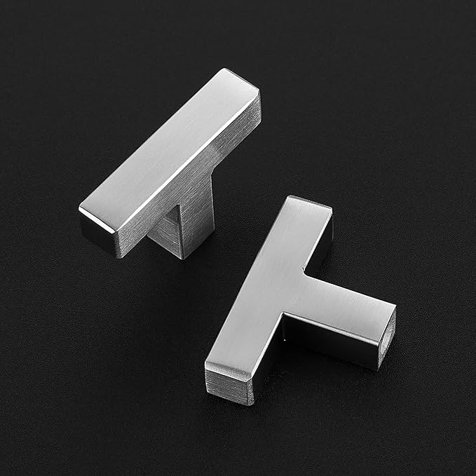 10 Pack Brushed Nickel Cabinet Knobs - Kitchen Cabinet Knobs Silver Cabinet Pulls for Kitchen Cabinet Drawer Stainless Steel Dresser Knobs for Cabinet Hardware 2in Length Single Hole Square