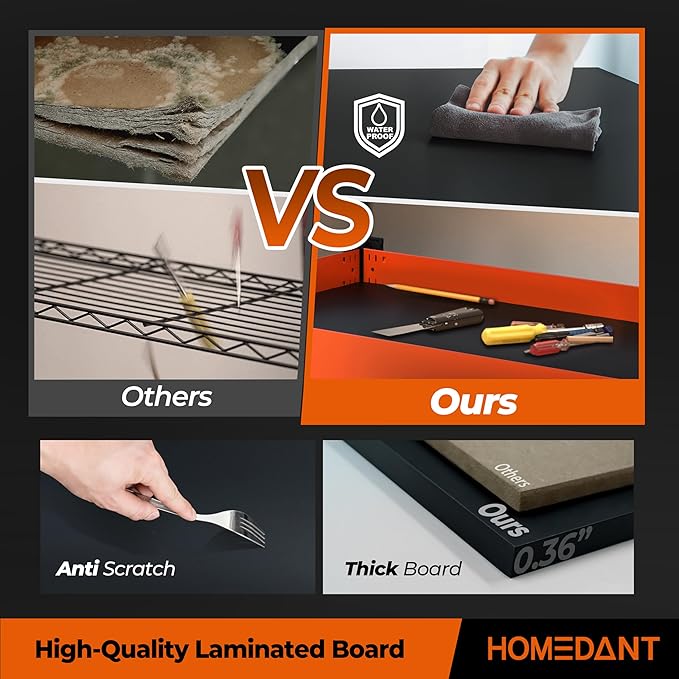 HOMEDANT House 5-Tier Orange-Black 36.2" W x 16.5" D x 71.3" H Laminated Metal Shelving Unit Adjustable Storage Utility Rack Heavy Duty Shelves Organization Shelf Kitchen Garage Pantry Closet 1Pack