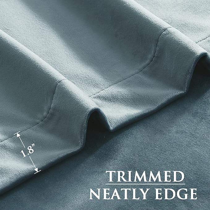 StangH Stone Blue Curtains for Boys Bedroom 92 inches, Back Tab Thermal Light Reducing Window Drapes, Thick Privacy Room Divider Curtains for Office/Apartment, W52 x L92, 2 Panels