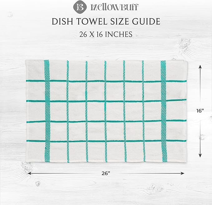 100% Cotton Terry Dish Cloth & Dish Towel (Teal, Dish Towel - 4 Pack)