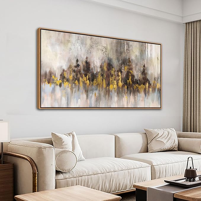 YDYSUNE Gold Abstract Wall Decor - Brown Canvas Wall Art for Living Room- Large Modern Artwork - Oil Painting Pictures for Bedroom Kitchen Home Office