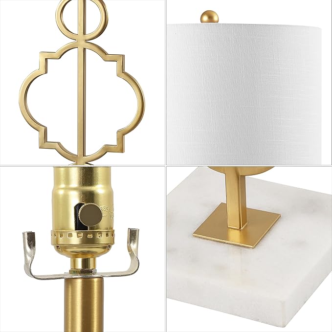 JONATHAN Y JYL3026A July 31" Metal LED Table Lamp Modern Contemporary Bedside Desk Nightstand Lamp for Bedroom Living Room Office College Bookcase LED Bulb Included, Gold/White