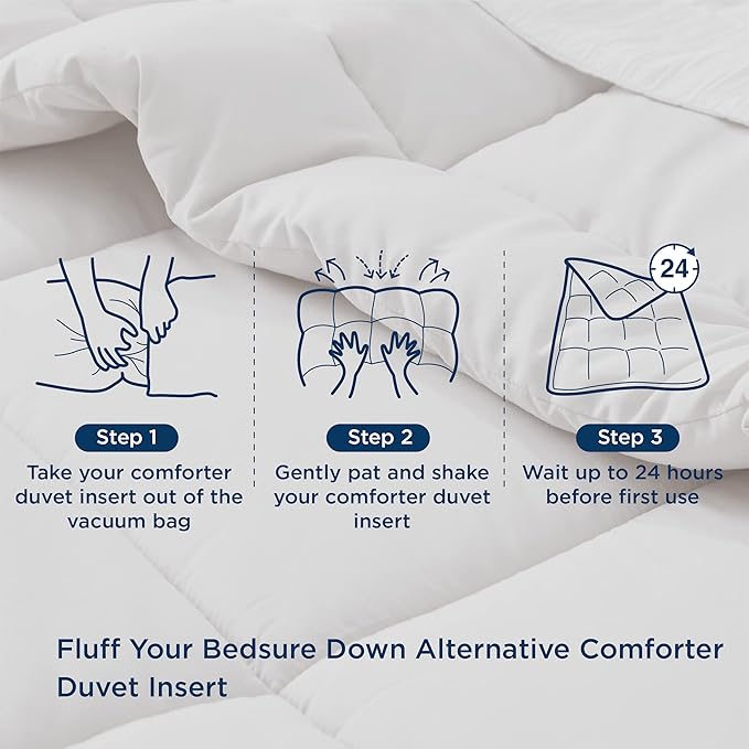 Bedsure Comforter Duvet Insert - Quilted Comforters Twin Size, All Season Duvet, GentleSoft Down Alternative Bedding, with 8 Tabs, Gifts for Women/Men, Light Grey, Twin 88 x 68 Inches