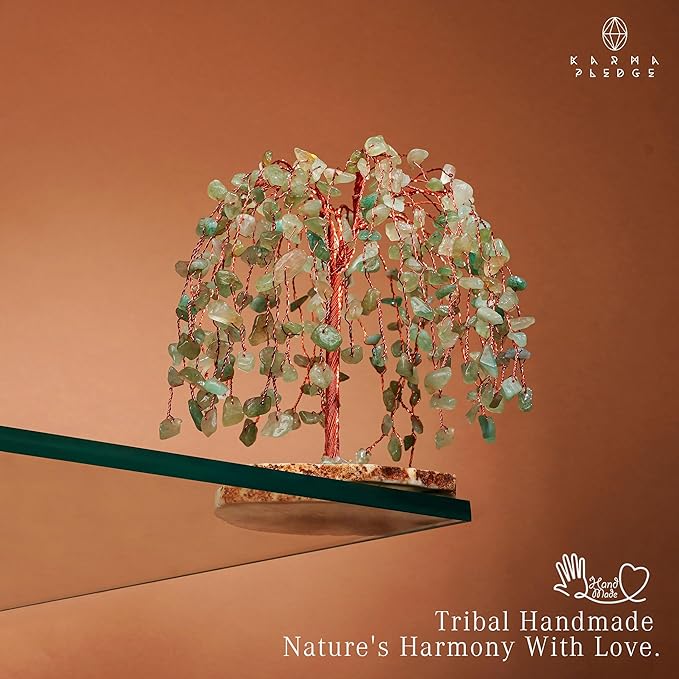 Green Aventurine Healing Crystal Tree of Life, Home and Office Desk Decor, Feng Shui Bonsai Trees for Postive Energy, Money, Good Luck, Christmas Decor, Spiritual Birthday Gifts for Women, Mom