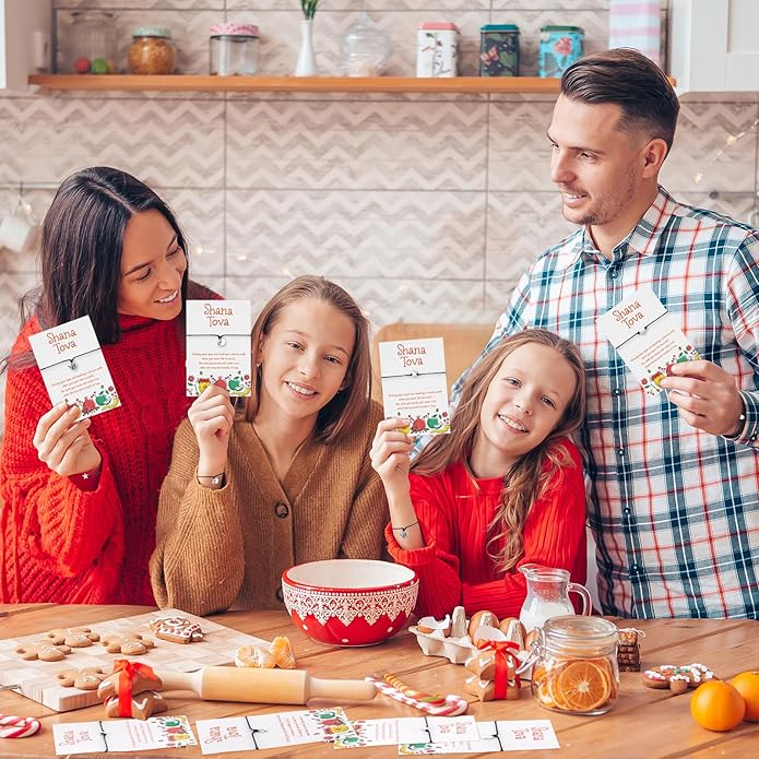 Rosh Hashanah Decorations 4 Styles Bracelets Shana Tova Jewish New Year Party Favor Bracelet Adjustable Strings Shana Tova Cards Jewish Holiday High Holy Day Favors Supplies