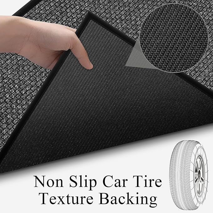 GOYLSER Kitchen Rugs Non Slip Washable Non Skid, Absorbent Hallway Carpet Black Bathroom Rug, Natural Jute Bath 2x12 Runner Rug Non Slip