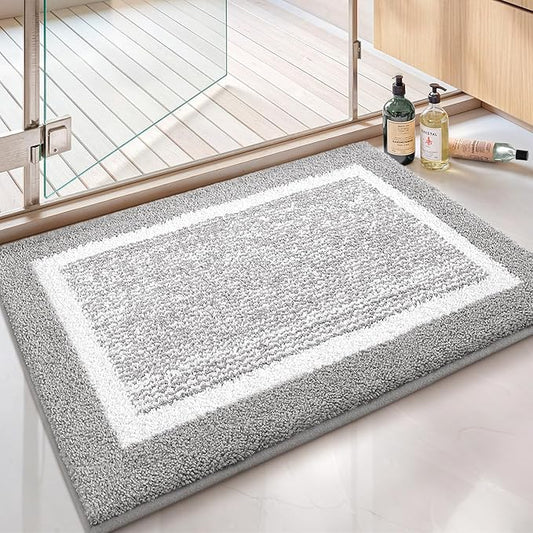 Color&Geometry Simple and Stylish Bathroom Runner Non Slip, 24"x43" Gray Bath Runner Rug, Absorbent, Soft, Washable, Microfiber Bath Mat Bathroom Carpet