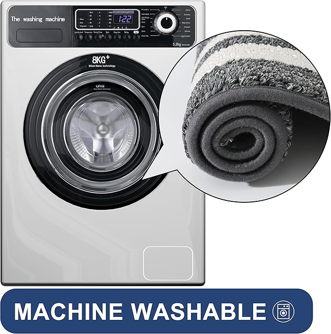 COSY HOMEER Kitchen Rugs Non-Slip 20x30/20x48 Inch Thick Polypropylene Standing Mat for Home Machine Washable, Black Frame