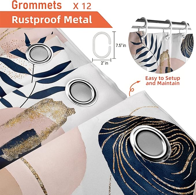 FZDHHY 4PCS Boho Cute Shower Curtains Set Modern Abstract Bathroom Set with Rugs, Minimalist Bathroom Decor Accessories Waterproof for Bathroom with Mat