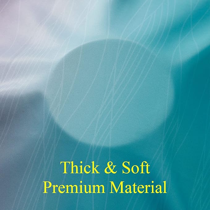 Teal and Purple Gradient Curtains 63 Inch Length 2 panels, Ombre and Wavy Line Pattern Blackout Curtains for Kids Room, Full Light Blocking Thermal Insulated Grommet Drapes for Bedroom, 52x63 Inch