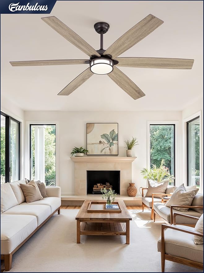 65 Inch Ceiling Fans with Lights, Farmhouse Large Ceiling Fans with Remote, Oil Bronze Modern Ceiling Fan with LED Light, Quiet DC Motor for Living Room, Bedroom, Kitchen, Indoor