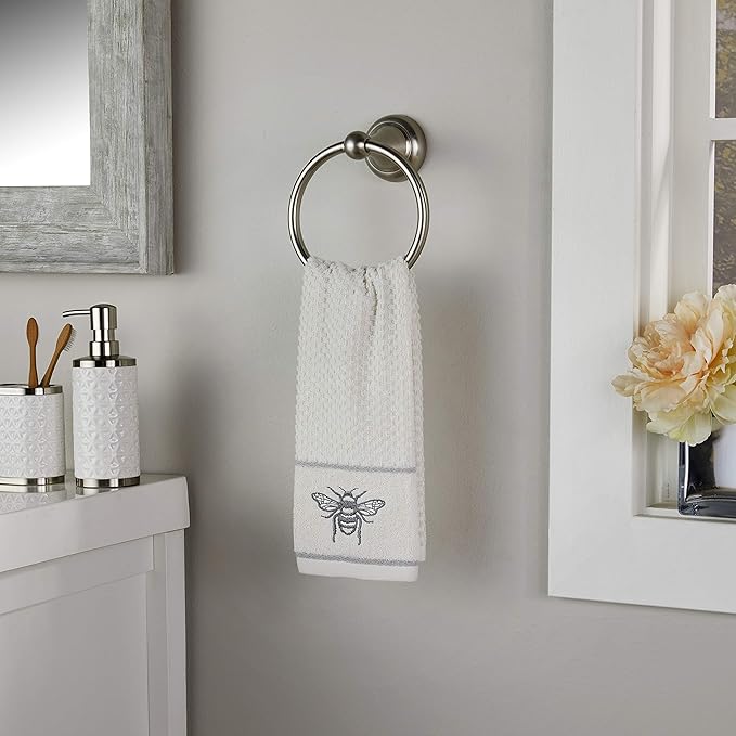 SKL Home Farmhouse Bee Hand Towel Set, White 16x25