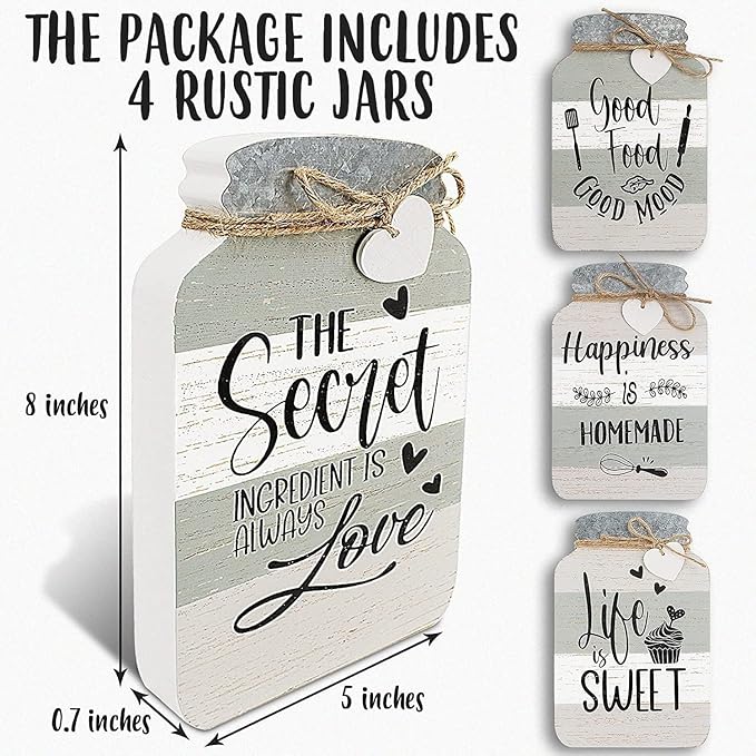 The Old Shack – Timeless Kitchen Wall Decor Set of 4 – Durable Kitchen Wall Art – Refined Kitchen Decor to Elevate Your Home, Crafted for Lasting Style, 8 x 5 in