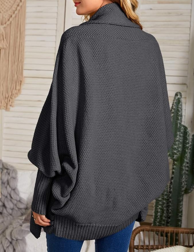 Imily Bela Women's Kimono Batwing Cable Knitted Slouchy Oversized Wrap Cardigan Sweater