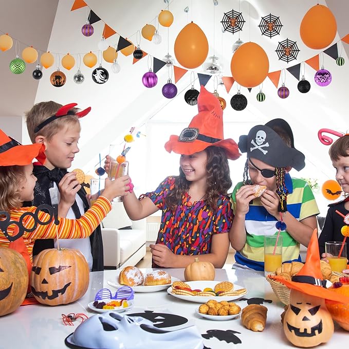 62Pcs Halloween Hanging Ball Ornaments, Ornaments Tree Decorations, Plastic Balls for Holiday Party Indoor Home Decor (62Pack)