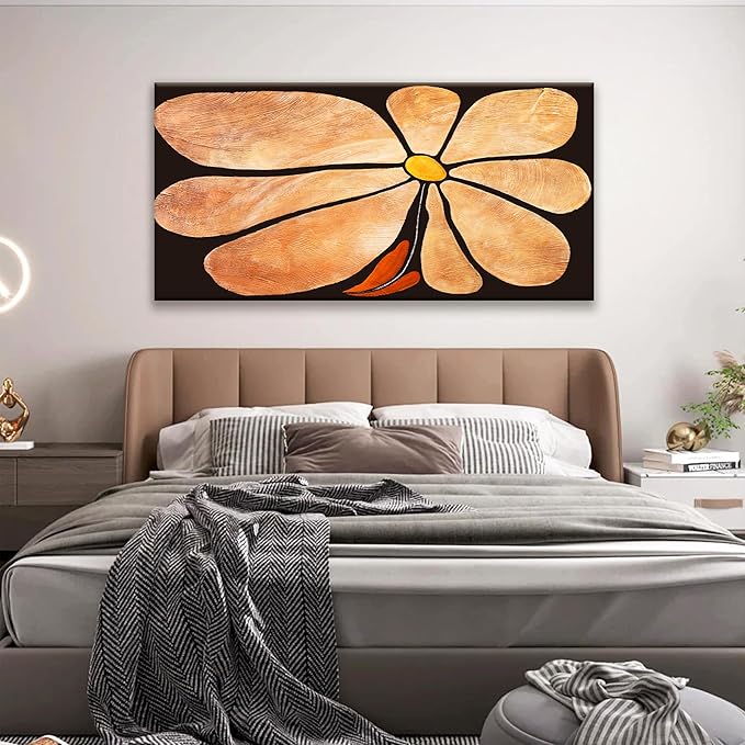 TAIJXAGSG Canvas Art Wall Decor Brown Flowers Abstract Wall Art For Living Room Picture Modern Landscape Abstract Art Painting Home Wall Decor 24"X 48" Bedroom Office Artwork