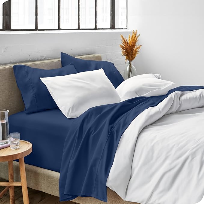 Bare Home California King Sheet Set - 1800 Ultra-Soft Microfiber Cal King Bed Sheets - Double Brushed - Deep Pockets - Easy Fit - 4 Piece Set - Bed Sheets (California King, Dark Blue)