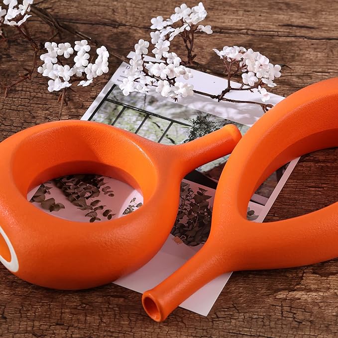 Orange Ceramic Hollow Elliptical Vase Set of 2 - Boho Circle Vase with Hole, for Modern Orange Table Decor, Living Room Decor Shelf mid Century Modern Home Entrance Decorative vase