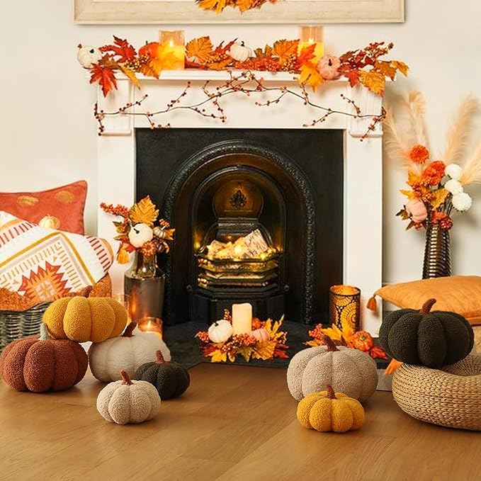 YRXRUS Halloween Pumpkin Pillows, Brown Pumpkin Shaped Throw Pillows Gifts, Fall Room Decoration, Small Cute Halloween Pillow, Teddy Fleece Small Cute 4x7 Inches Pillow for Natural Decor