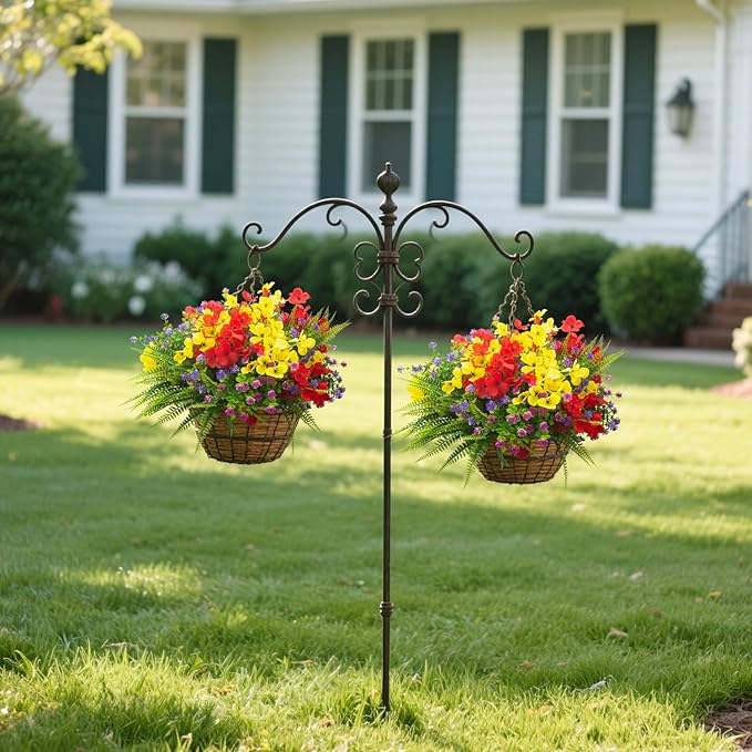 20 Packs Artificial Flowers Outdoor, Faux Plants UV Resistant Plastic Greenery for Hanging Planter Porch Window Home Wedding Spring Summer Decor