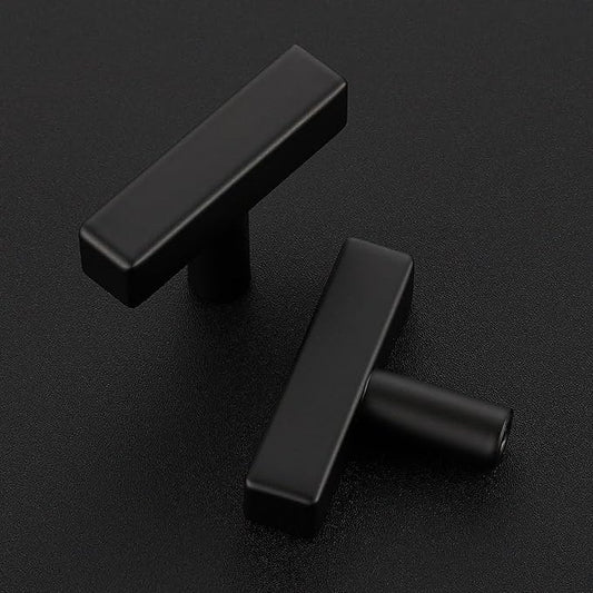 20 Pack Black Cabinet Knobs - Sqaure Bar Cabinet Pulls Matte Black Knobs for Kitchen Drawer Stainless Steel Dresser Pulls for Kitchen Hardware 2in Length Single Hole