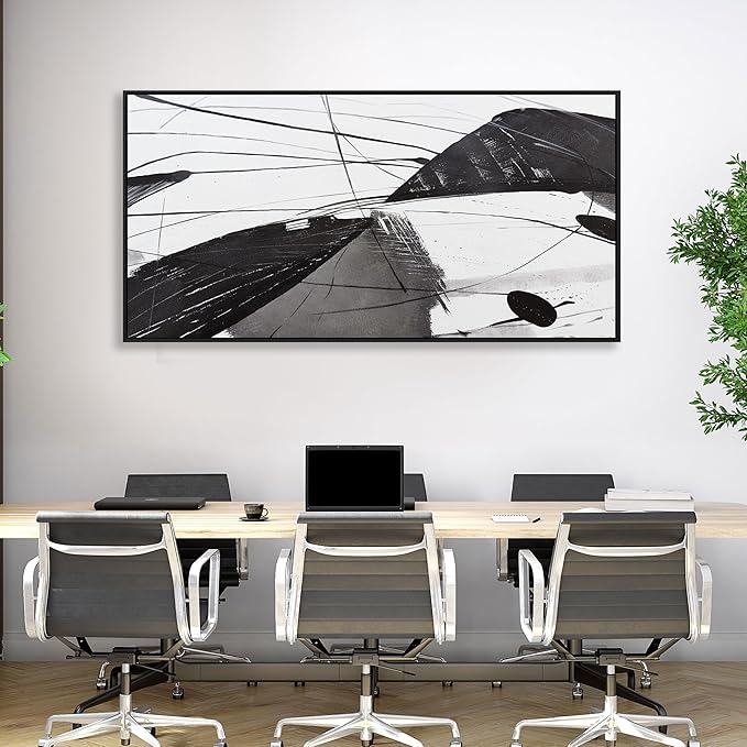 Abstract Wall Art Home Wall Decor Black and White Framed Canvas painting Abstract Artwork Modern Home Wall Decor for Living Room Bedroom Office 29"x58"