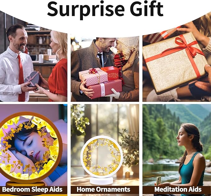 Runyangshi Natural Crystal Citrine Small Tree Round White Frame Tri-Color Ambient Light Home Decoration Night Light Healing Decor Gift