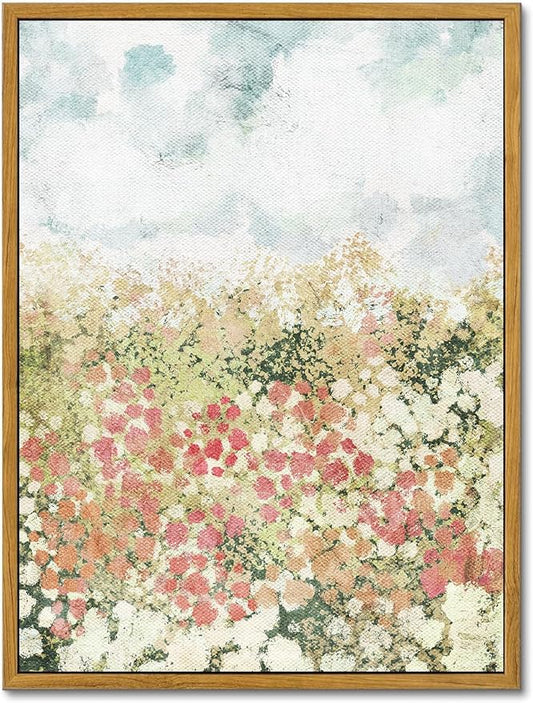 KBKBART Framed Wall Art for Bedroom & Bathroom, Vintage Spring Flower Pictures Aesthetic Farmhouse Wall Decor, Canvas Oil Painting, Summer Room Decor (12x16)