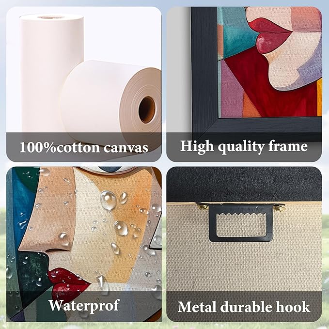 Lovira Abstract Women Face Large Wall Art Canvas Wall Decor Pictures Prints Painting Framed Modern Vertical Artwork for Living Room Bedroom Bathroom Office Woman 24"x36"