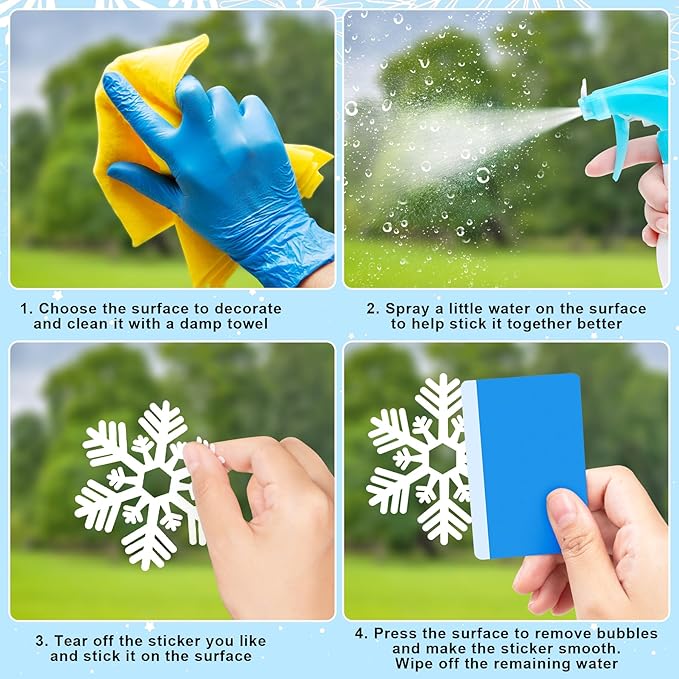 223 Pcs White Snowflake Window Clings, Double-Sided Printed Snowflakes Christmas Window Stickers, Assorted Size Dot Winter Window Decal Decoration for Christmas New Year Party Supplies