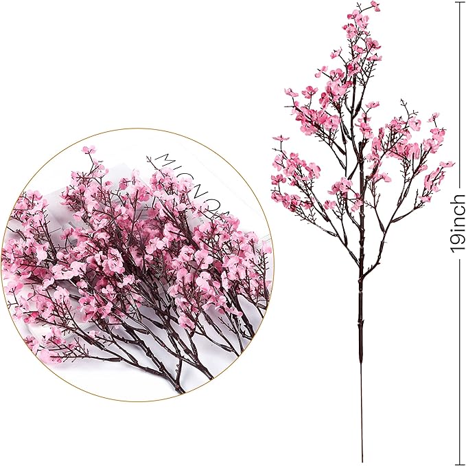 Sggvecsy 6 Pcs Babys Breath Artificial Flowers Gypsophila Bouquets Bulk Real Touch Fake Silk Flowers for Home Wedding DIY Floral Arrangement Kitchen Table Centerpiece Festival Decoration (Pink)