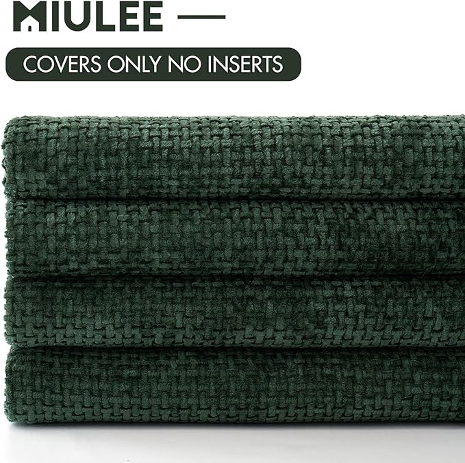MIULEE Christmas Green Pack of 4 Couch Throw Pillow Covers 18x18 Inch Soft Decorative Chenille Pillow Covers Farmhouse Accent Cushion Covers for Boho Home Decor Sofa Bedroom Living Room