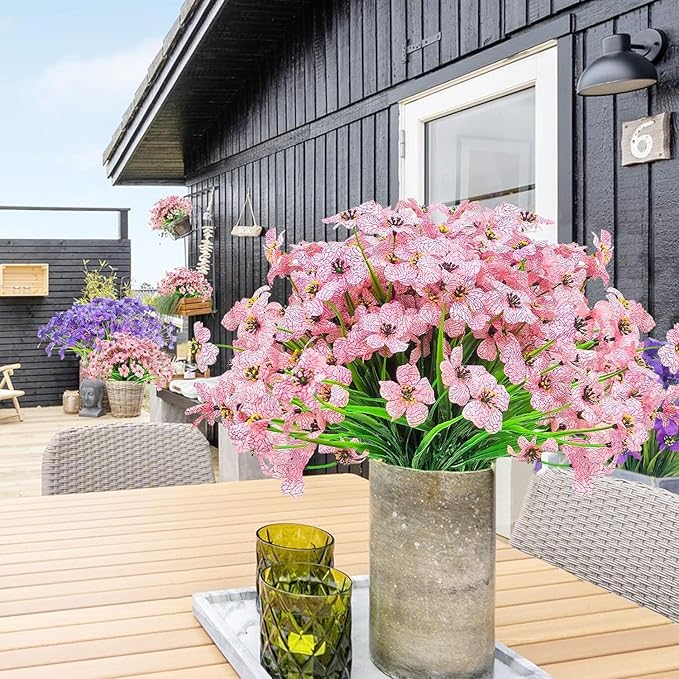 2 Pcs Artificial Hanging Flowers Fake Mums for Outdoor Fall Decorations, UV Resistant Fake Hanging Plants Faux Silk Daisy Flowers for Home Outside Garden Porch Planter Decor (Yellow)