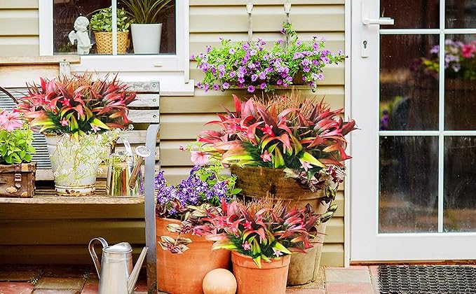 8 Bundles Artificial Plants Bushes Outdoor UV Resistant Fake Flowers Grass Bulk Faux Plastic Greenery for Fall Winter Summer Outside Window Box Planter Front Porch Yard Floral Arrangements