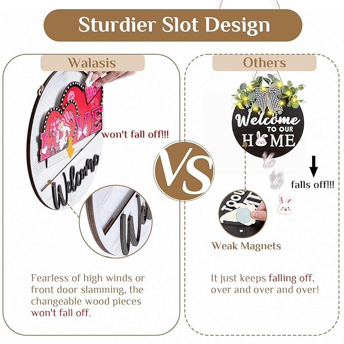 Welcome Sign for Front Door: 13pcs Interchangeable Fall Decor - Housewarming Gifts for New Home Seasonal Wreaths Outdoor Holiday All Season Decorations