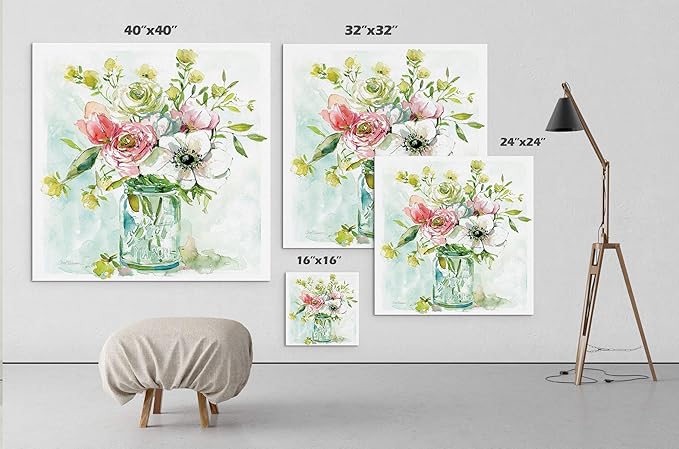 Wexford Home Garden Belle Bouquet II Asbury Gallery Wrapped Canvas Wall Art, 16x16, 16975-16x16