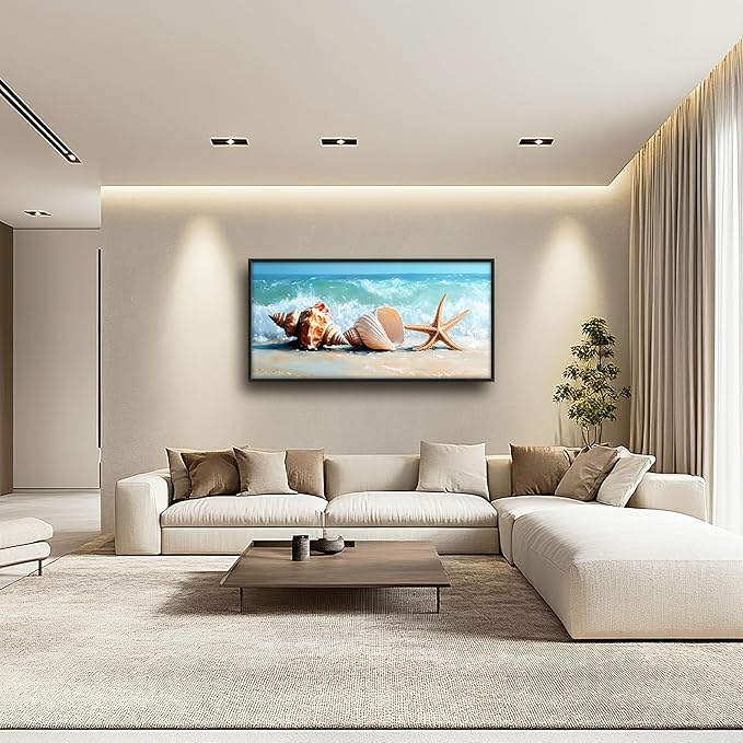 Lovira Beach Large Wall Art Starfish Shell Ocean Coastal Beachy Canvas Wall Decor Pictures Prints Painting Framed Modern Artwork for Living Room Bedroom Bathroom Office 30"x60"
