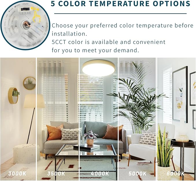 3 Pack Gold Flush Mount Ceiling Light Fixture LED,24W Bedroom Light Fixture Ceiling Mount Dimmable,12 inch Close to Ceiling Light Fixture 5CCT for Kitchen, Bathroom, Living Room
