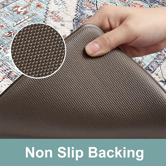 KIMODE Farmhouse Kitchen Mats,Anti Fatigue Kitchen Rugs Sets of 2, Non Slip Waterproof Kitchen Floor Mats, Ergonomic Cushioned Comfort Standing Mat for Laundry, Office, Sink,Desk,Blue