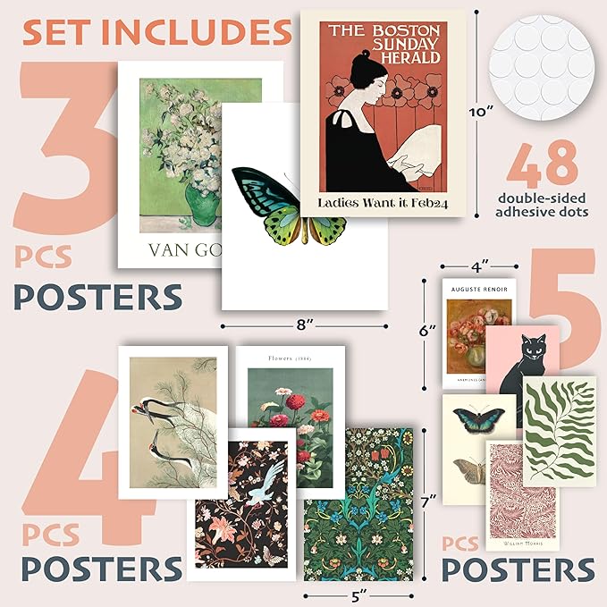 97 Decor Eclectic Wall Decor - Vintage Boho Wall Art Prints, Retro Maximalist Aesthetic Pictures, Gallery Prints Funky Eclectic Posters for Bedroom Home Dorm Decorations (Unframed)