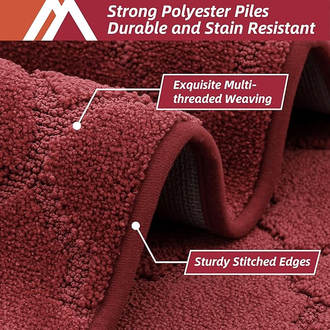 COSY HOMEER-Kitchen-Rugs 20"x48" Non-Slip Absorbent Soft Kitchen Runner Rug Polyester Kitchen Mats for Floor Washable Kitchen Standing Floor Mat for Sink Mat,Hallway,Laundry,Red