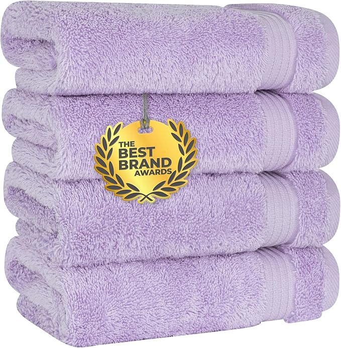 Cotton Paradise Hand Towels for Bathroom, 100% Cotton Turkish 4 Piece Hand Towel Set, Soft Absorbent Face Towels, Lilac Hand Towels