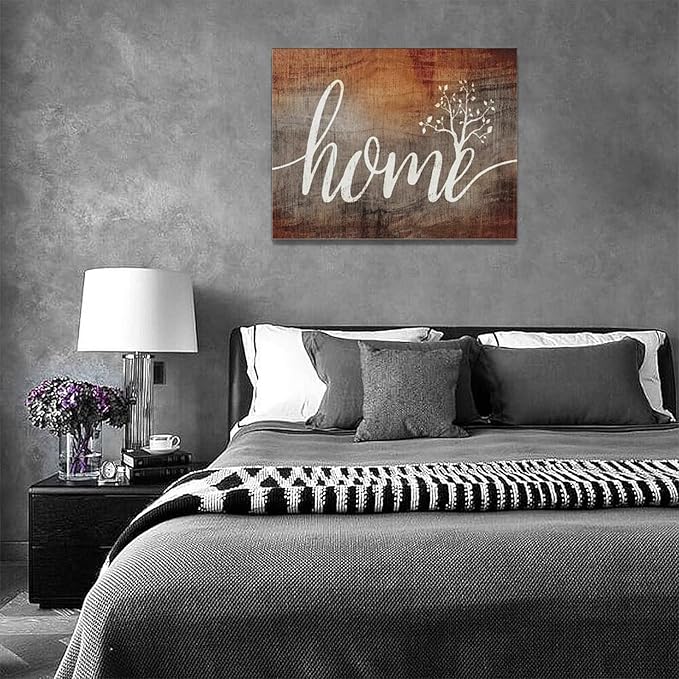 Rustic Home Quotes Canvas Painting Print - Modern Family Decor Artwork - Framed for Living Room, Bathroom, Master Bedroom, Dining Room - 16"x12"