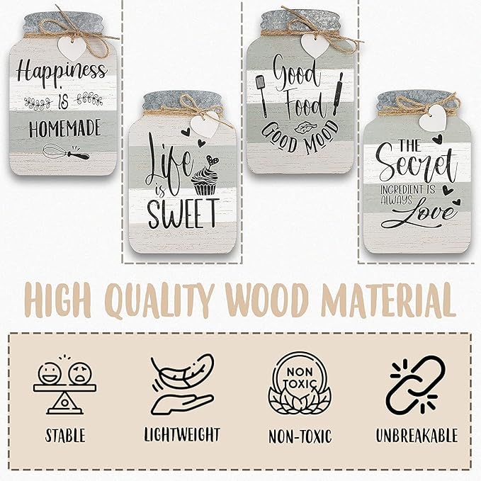 The Old Shack – Timeless Kitchen Wall Decor Set of 4 – Durable Kitchen Wall Art – Refined Kitchen Decor to Elevate Your Home, Crafted for Lasting Style, 8 x 5 in